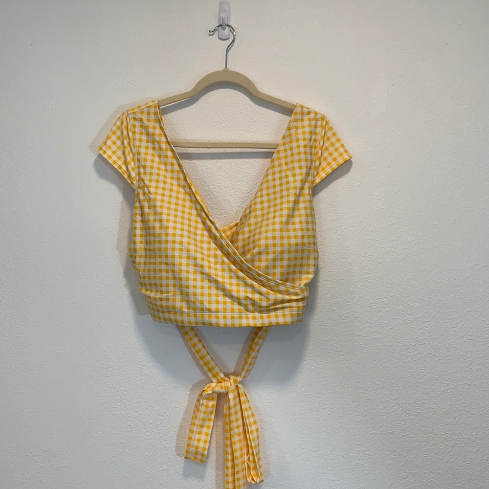 Old navy yellow gingham swim wrap top